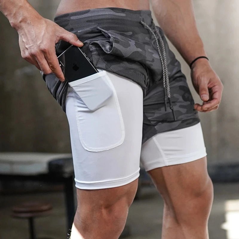 Short de Sport 2 - en - 1 Camouflage pour Hommes - Dinamiq Sport