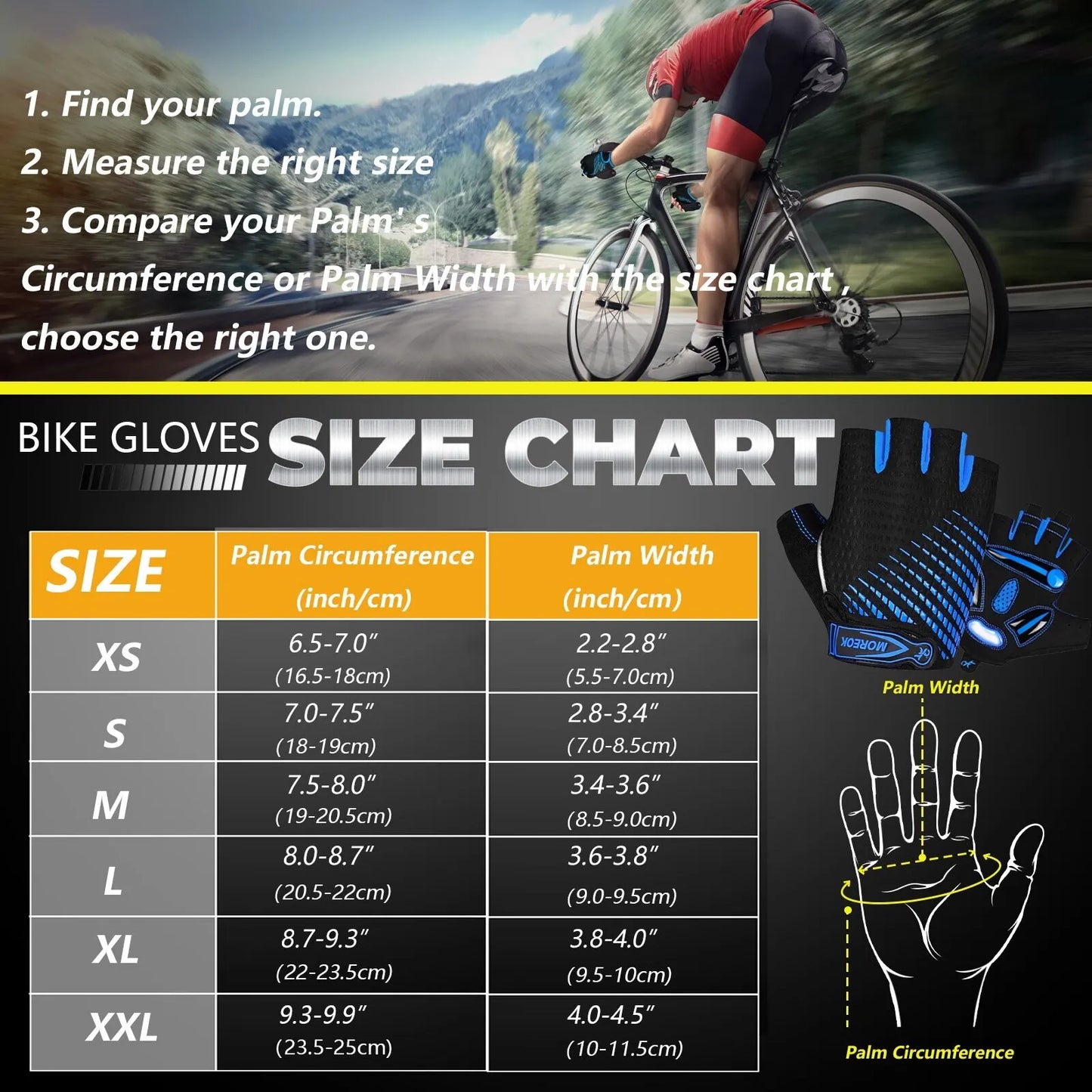 Gants de Cyclisme Respirants avec Coussinets en Gel 5mm - Dinamiq Sport