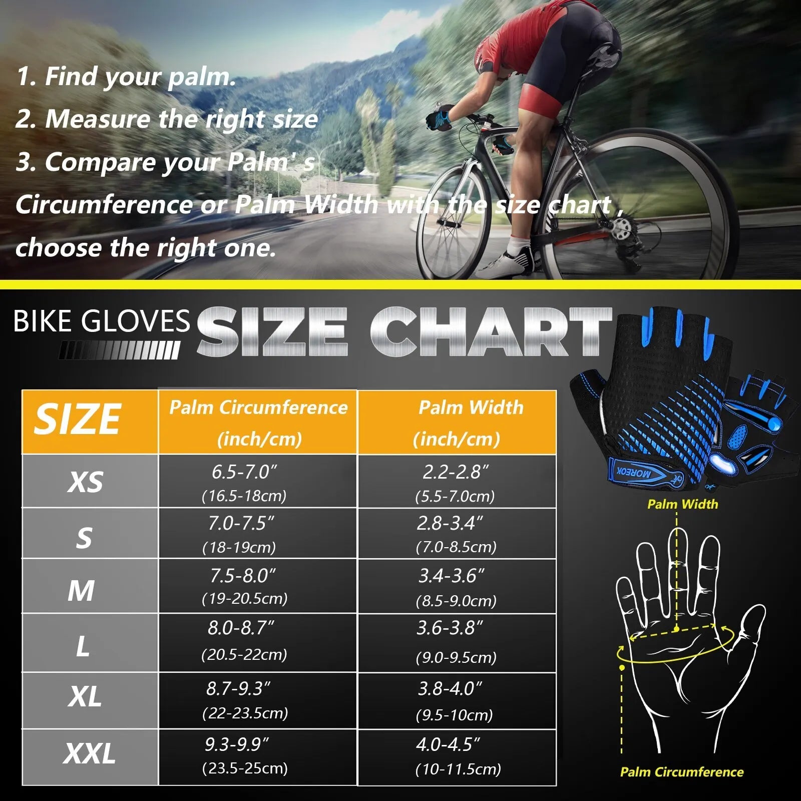 Gants de Cyclisme Respirants avec Coussinets en Gel 5mm - Dinamiq Sport