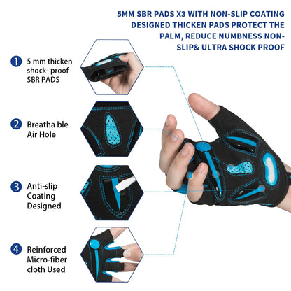 Gants de Cyclisme Respirants avec Coussinets en Gel 5mm - Dinamiq Sport